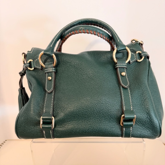 Classic Dooney and Bourke Pebble Leather Satchel Ivy Green - Picture 7 of 12